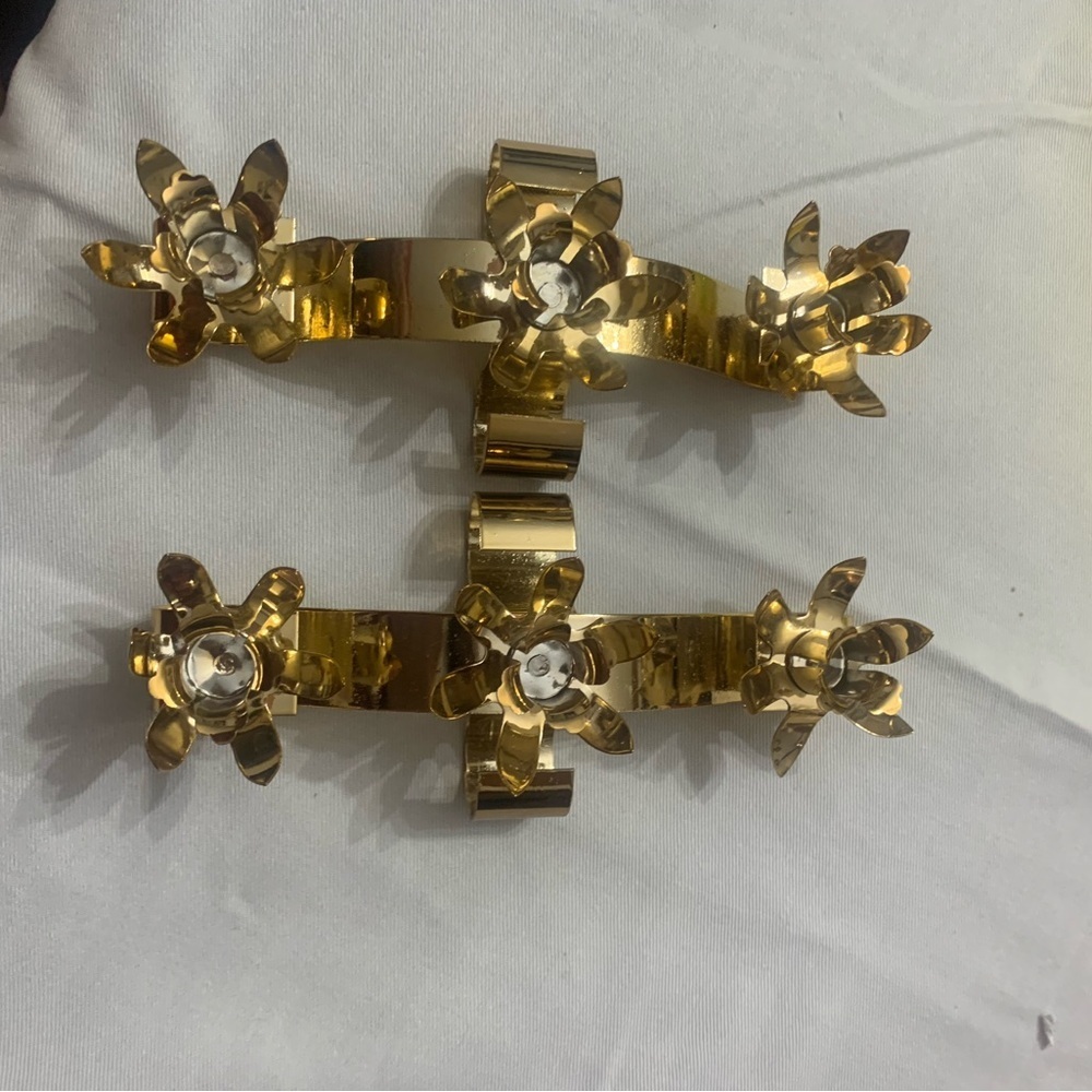 Pair of Vintage Brass Color Candelabra Candle Holders Made in Japan